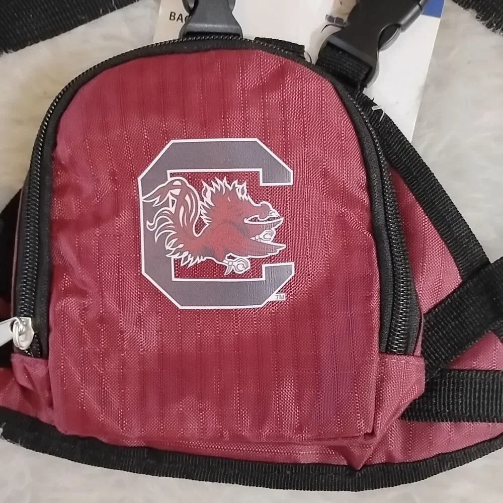 Pet Mini Backpack USC Carolina Gamecocks with Zip Pocket Adjustable Straps Dog